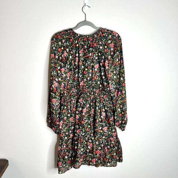 Old Navy Dark Moody Floral Metallic Chiffon Fit + Flare Dress Fairycore Sz M - Picture 6 of 6